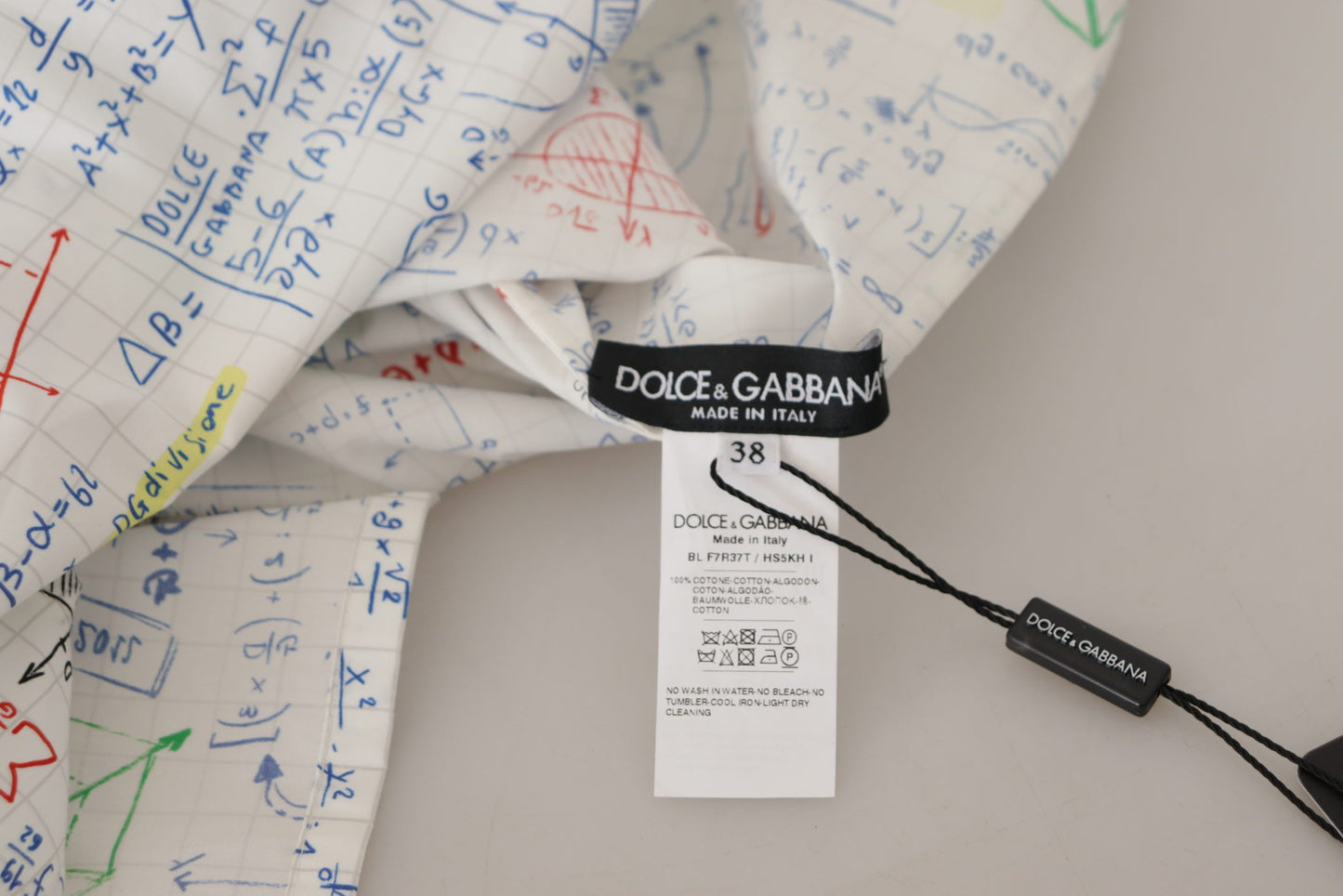 Top de manga corta con estampado de álgebra en algodón blanco