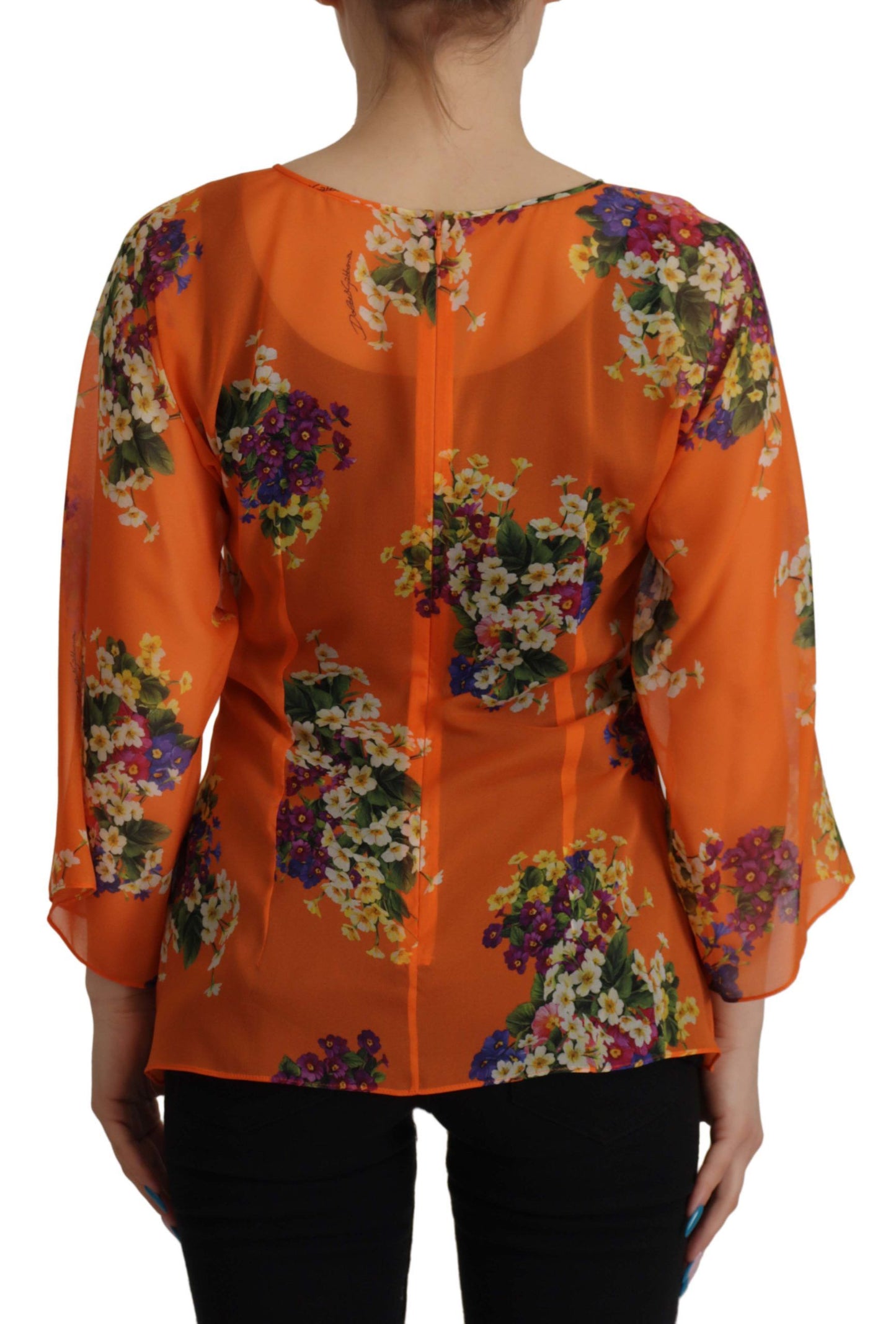 Blusa de manga larga con estampado floral naranja