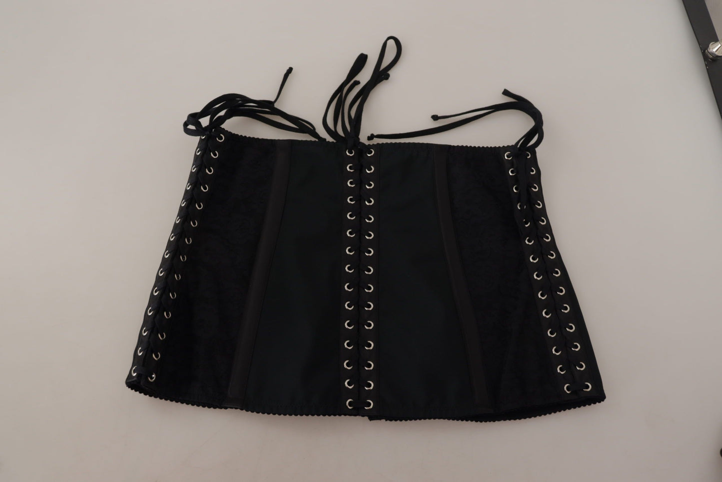 Cinturón de corsé negro con tiras elásticas en la cintura