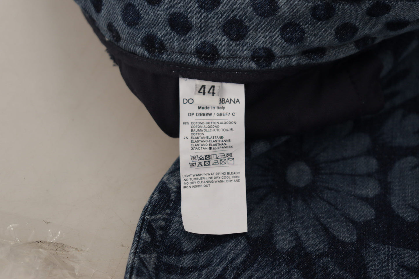 Vaqueros ajustados de cintura alta con estampado floral azul