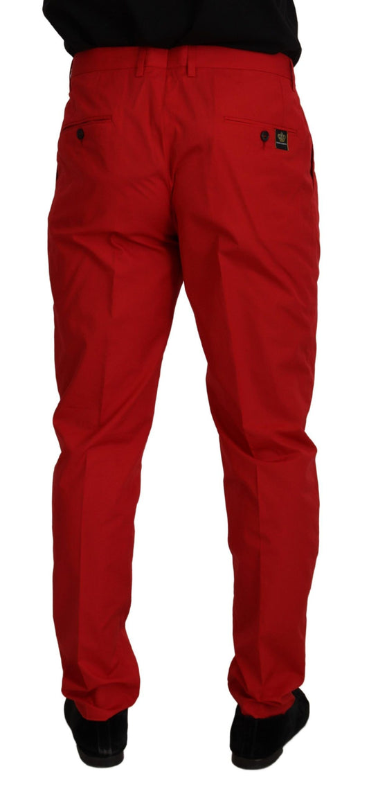 Pantalones chinos de algodón rojo ajustados
