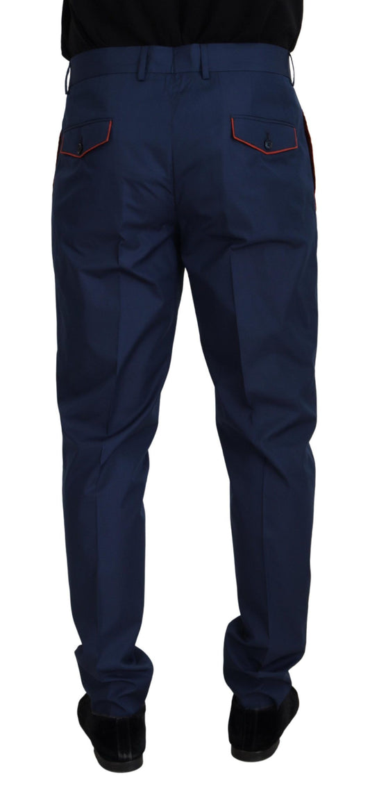 Pantalones chinos de seda de algodón azul