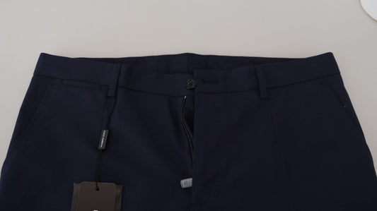 Pantalones chinos ajustados de lino y algodón azul