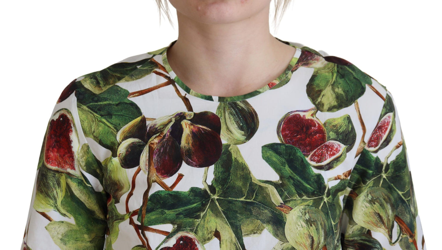 Blusa de algodón con cuello redondo y camiseta de frutas