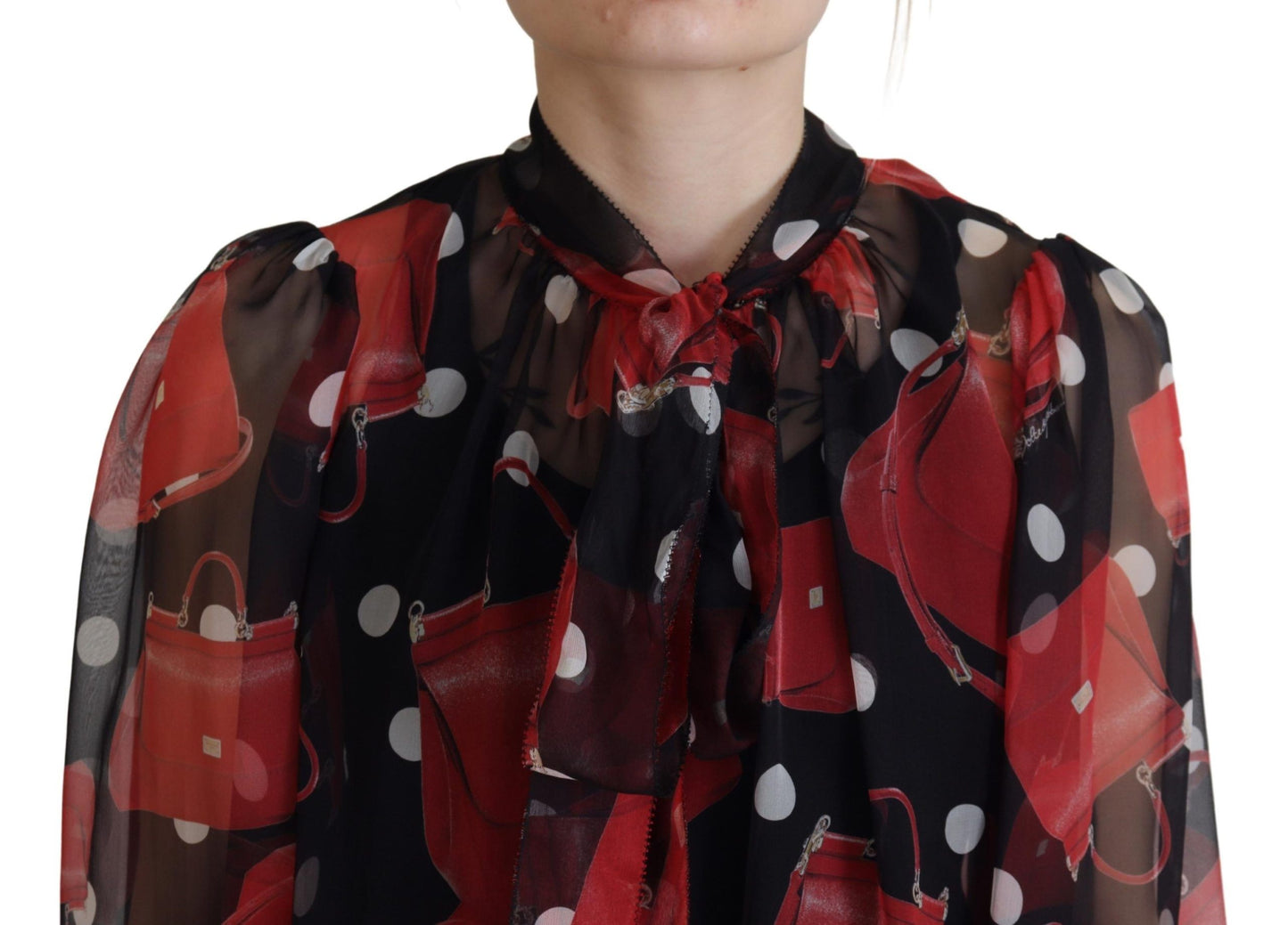 Chemisier en soie noir et rouge Sicily Bag