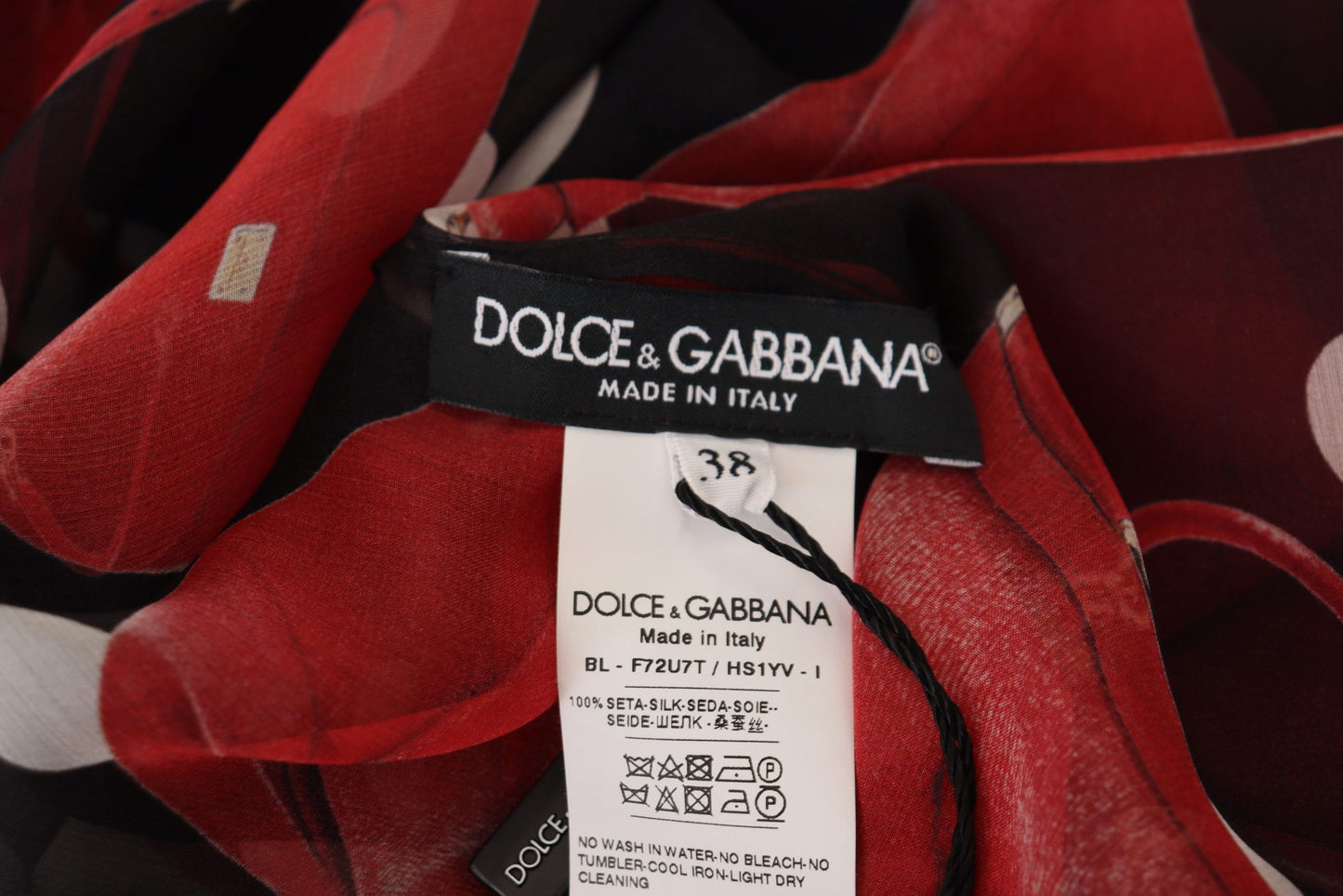 Chemisier en soie noir et rouge Sicily Bag