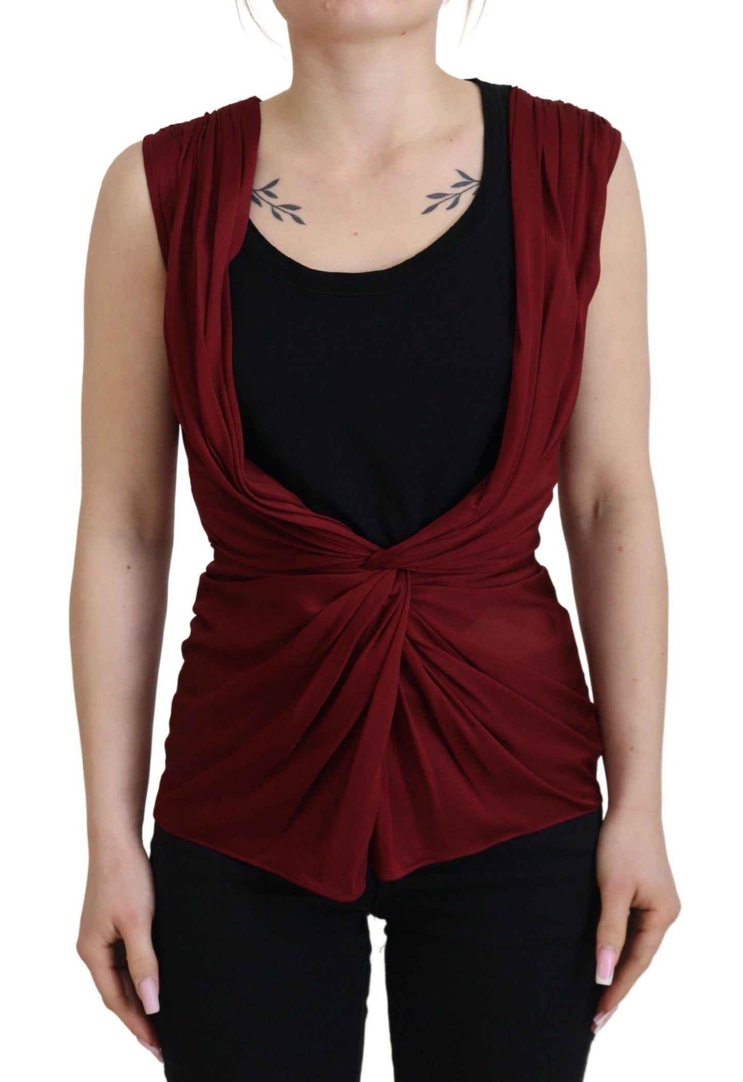 Blusa de seda elástica color burdeos