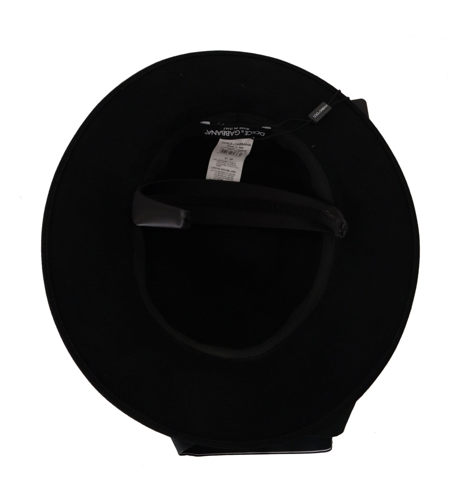 Sombrero Fedora con broche de pluma de corazón de cristal de lapislázuli negro