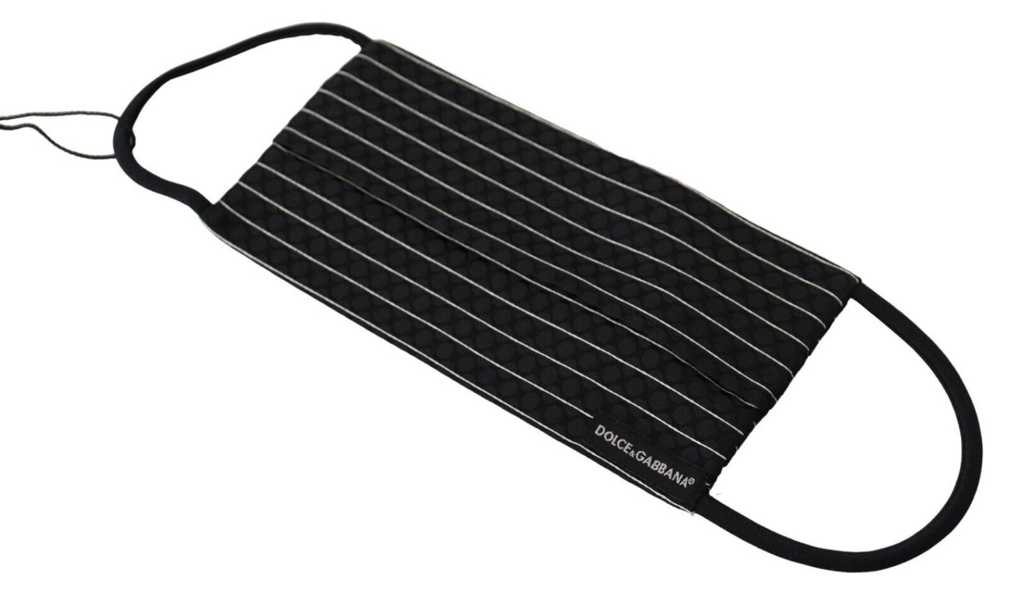 Mascarilla facial con correa elástica para las orejas, rayas blancas y negras, talla única