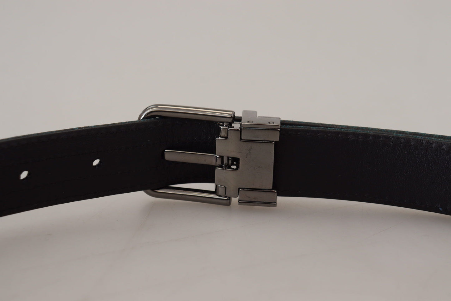 Cinturón de Jacquard Azul Moire de Metal Plateado para Hombre