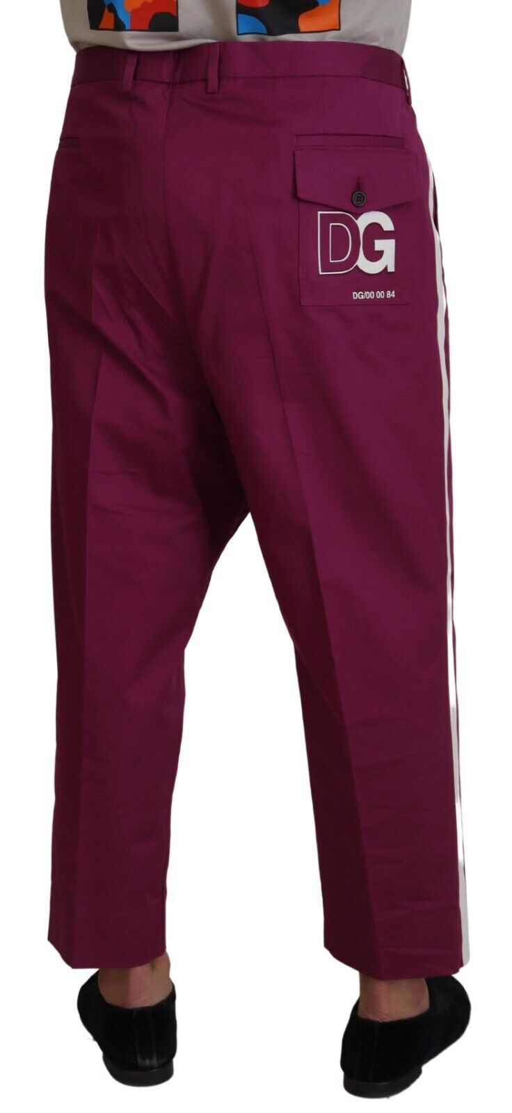 Pantalon à poches en coton magenta avec logo DG