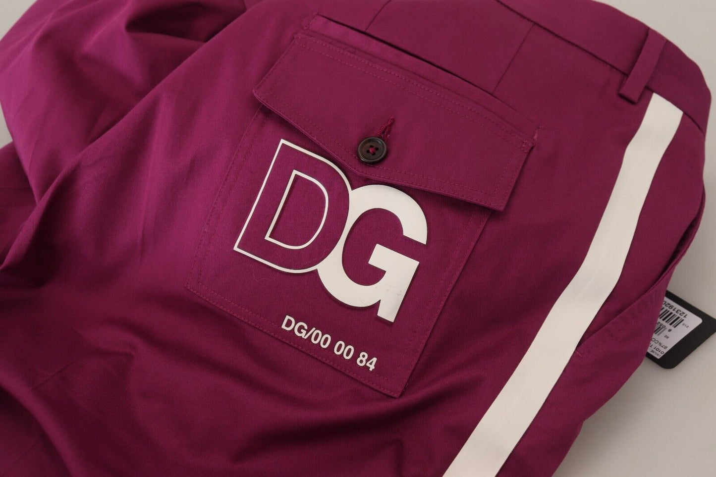 Pantalon à poches en coton magenta avec logo DG