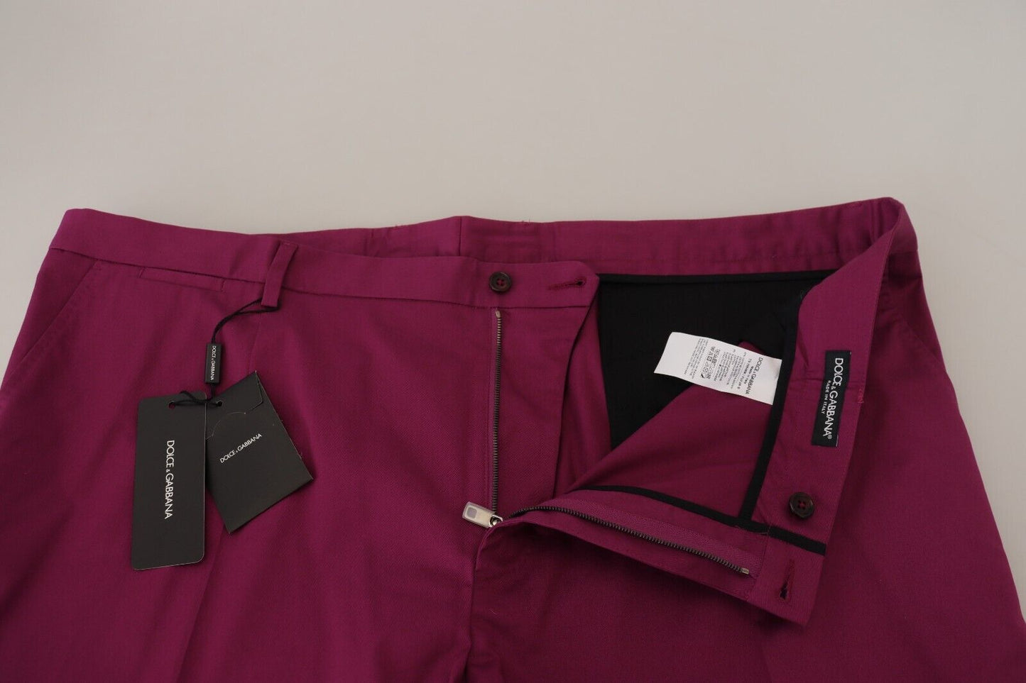 Pantalon à poches en coton magenta avec logo DG