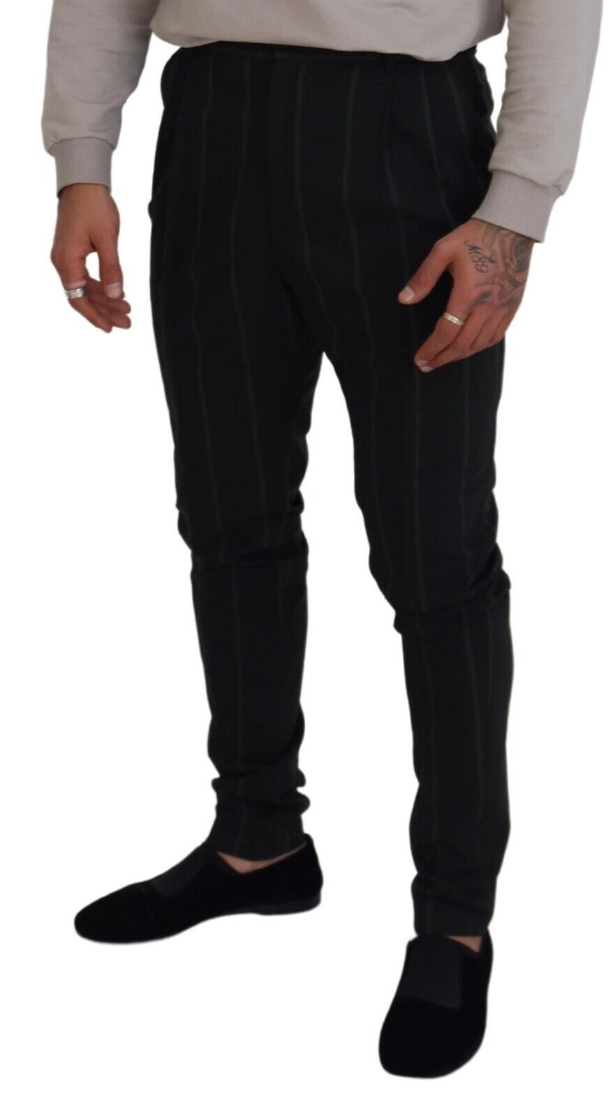 Pantalon en coton à rayures noires pour homme