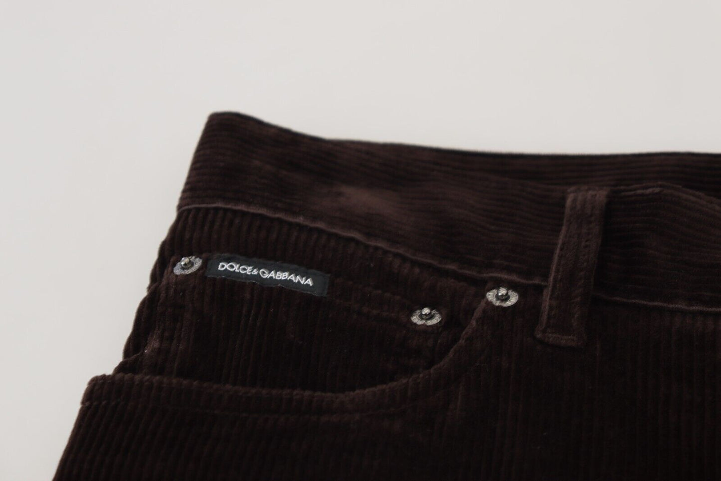Pantalon décontracté en velours côtelé marron pour homme