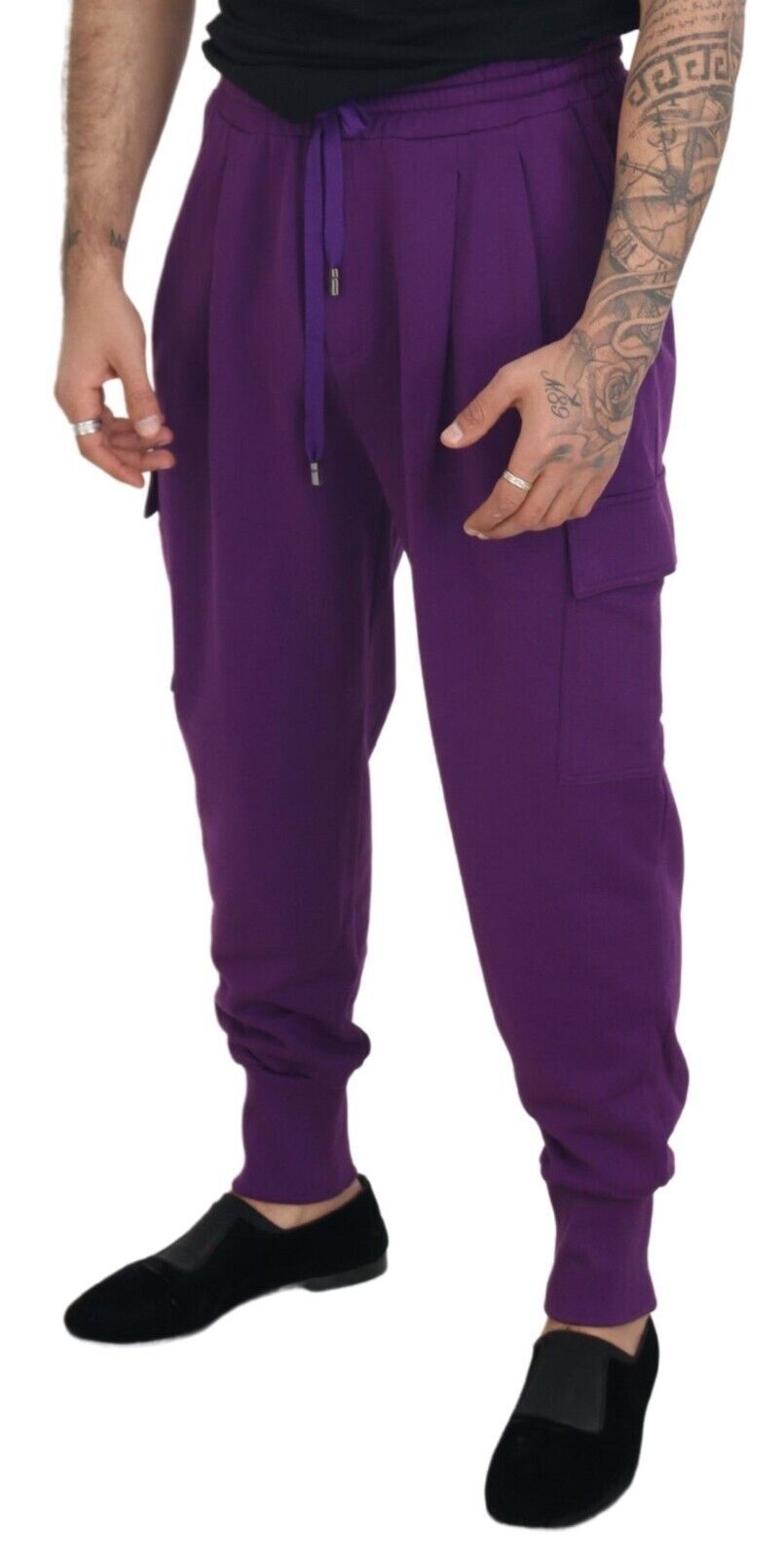Pantalon de jogging cargo en coton violet