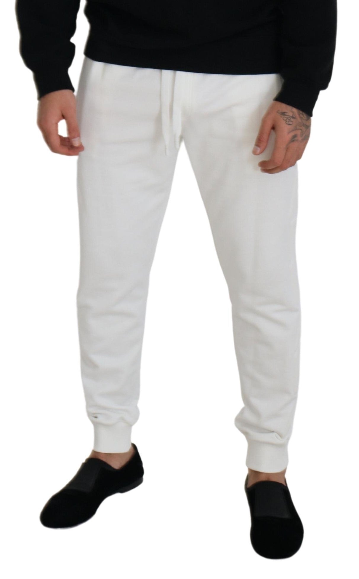 Pantalon de survêtement en coton avec logo sport blanc
