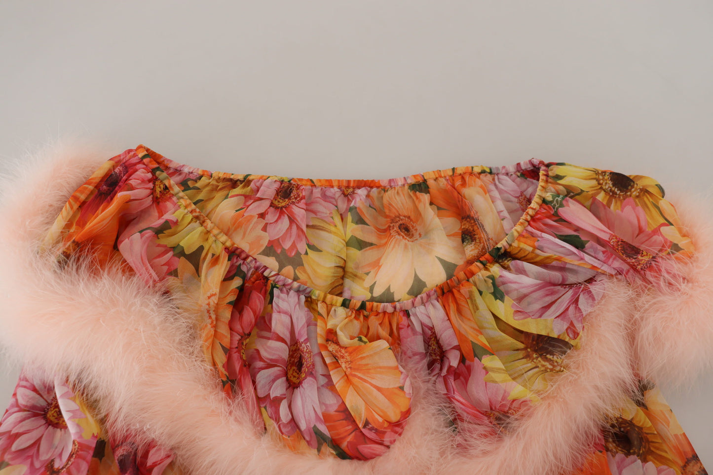 Blusa de piel de oveja con estampado floral multicolor