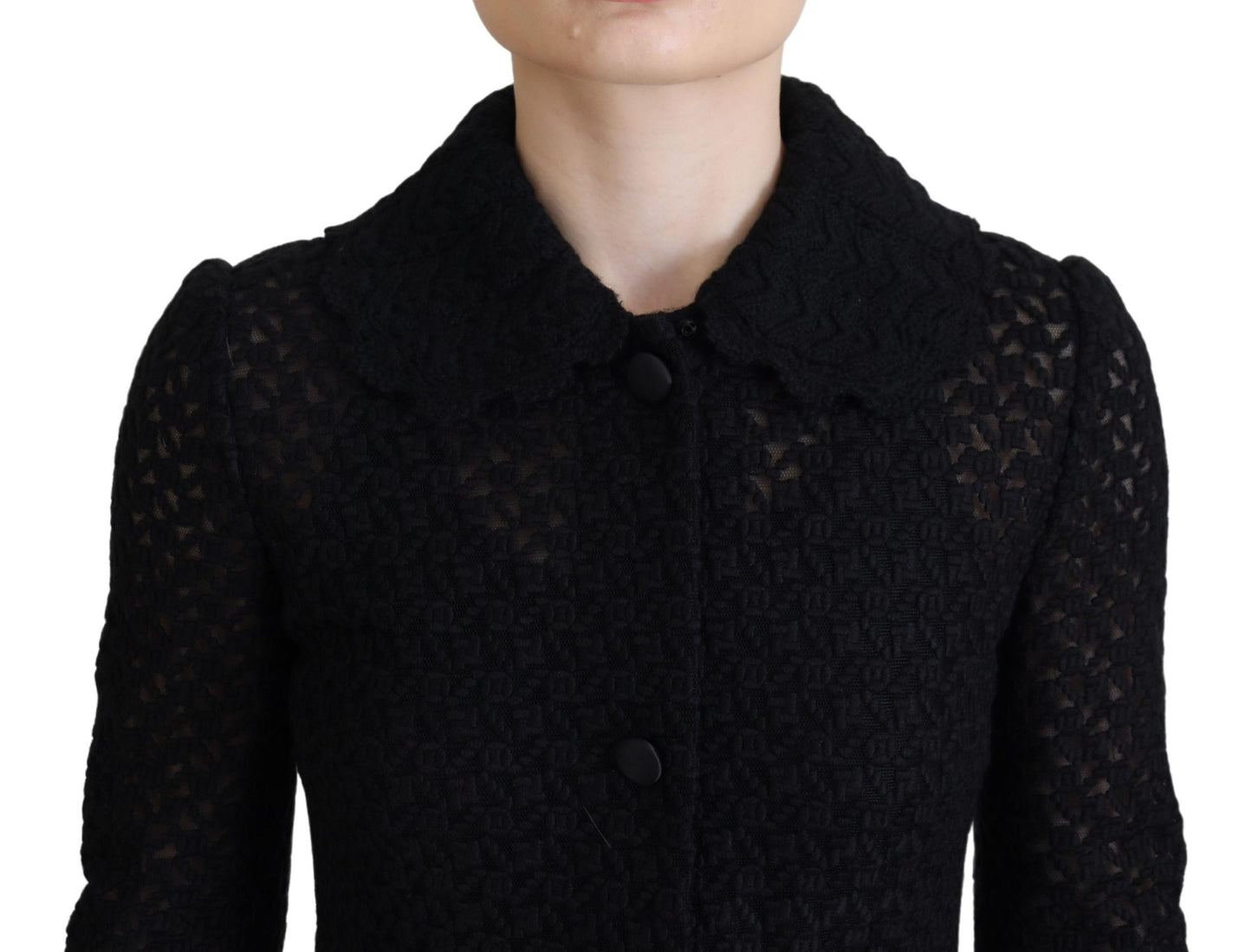 Chaqueta larga de algodón con botones negros