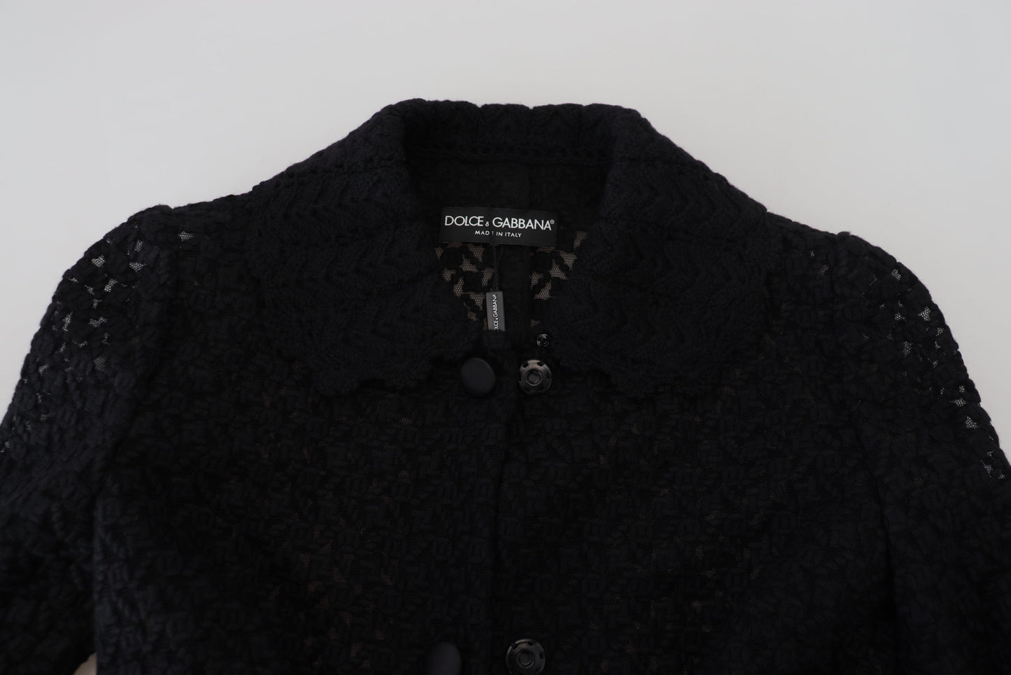 Chaqueta larga de algodón con botones negros