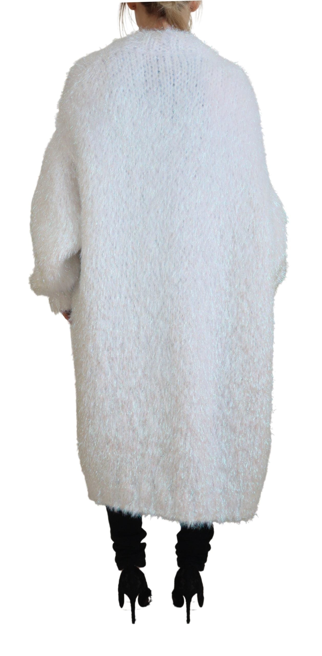 Chaqueta tipo cárdigan blanca de manga larga con flecos