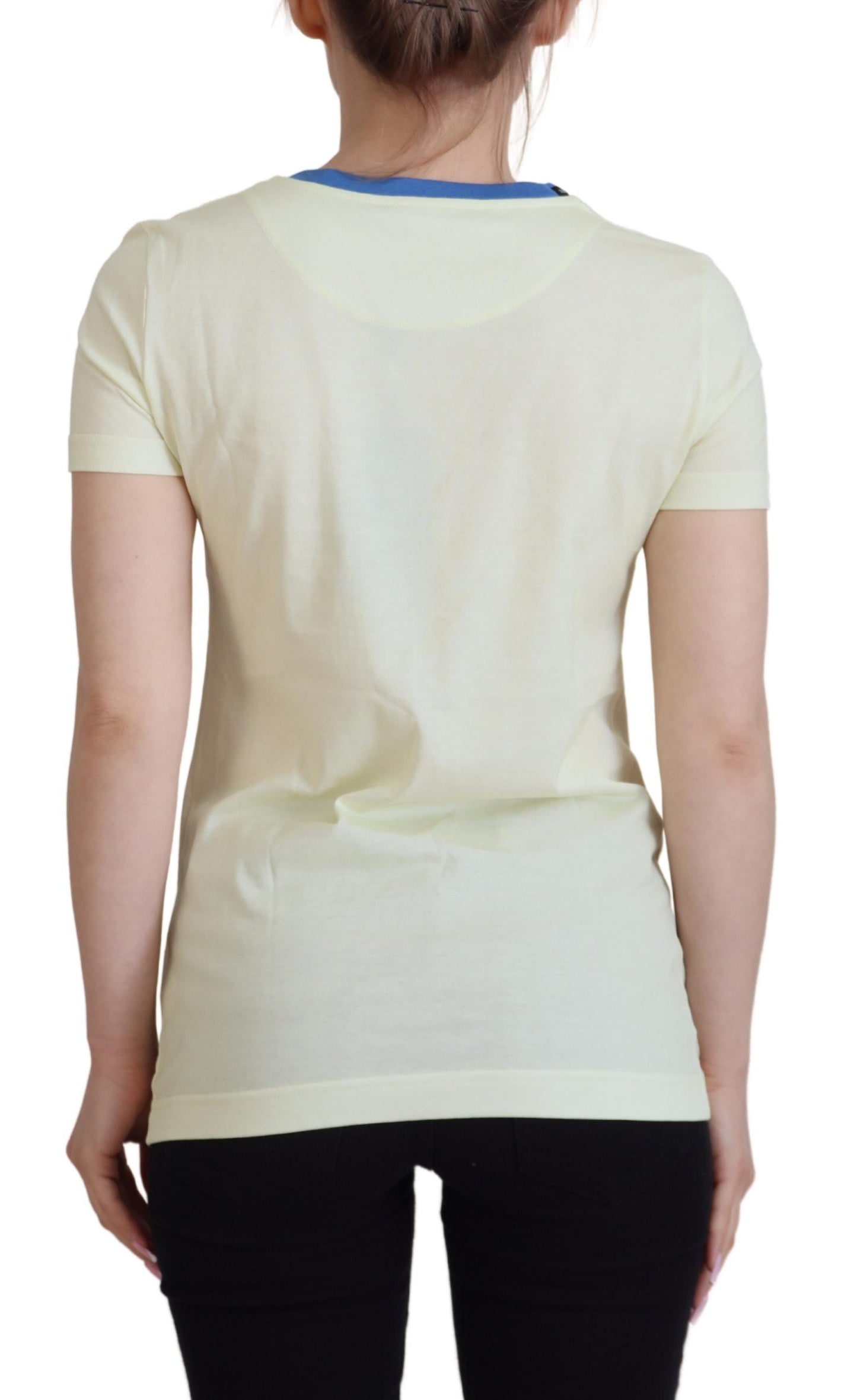 Camiseta de algodón con cuello redondo Havanity amarilla
