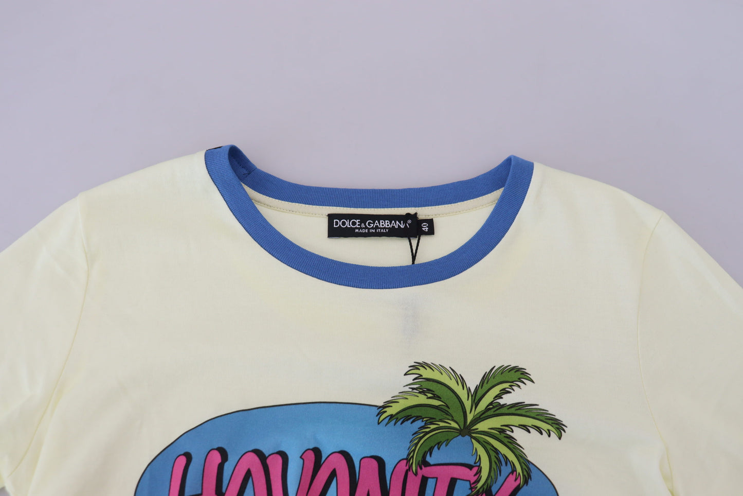 Camiseta de algodón con cuello redondo Havanity amarilla