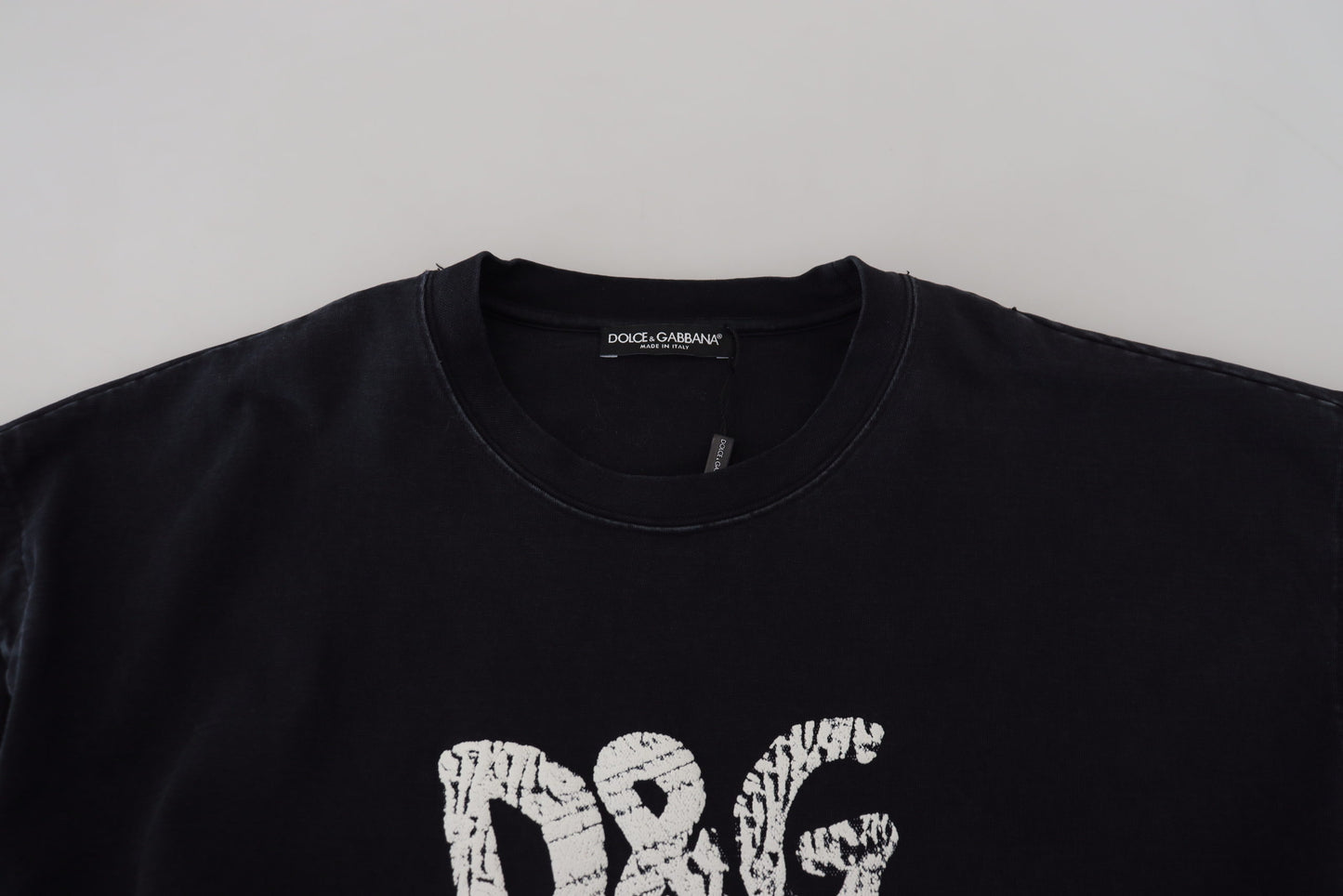 Camiseta de algodón con cuello redondo D&G Fashion negra