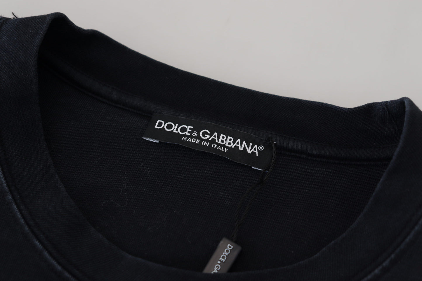 Camiseta de algodón con cuello redondo D&G Fashion negra