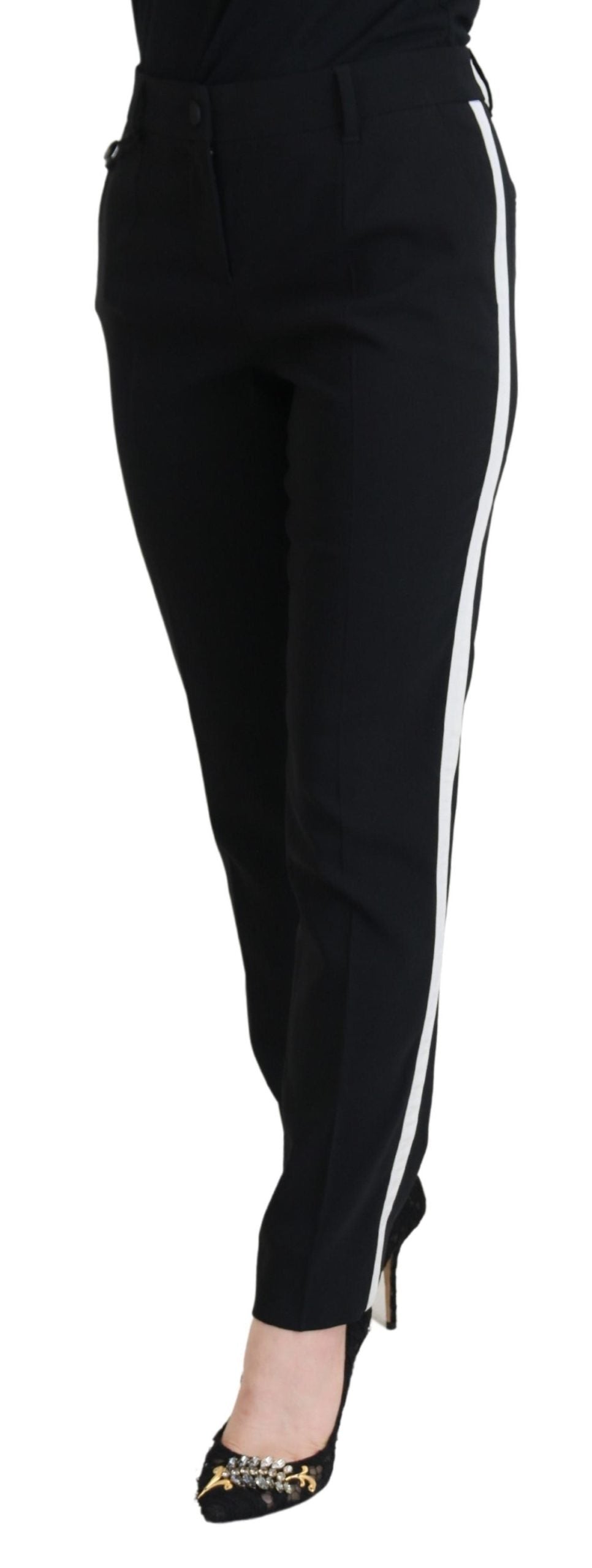 Pantalones negros de cintura alta para mujer