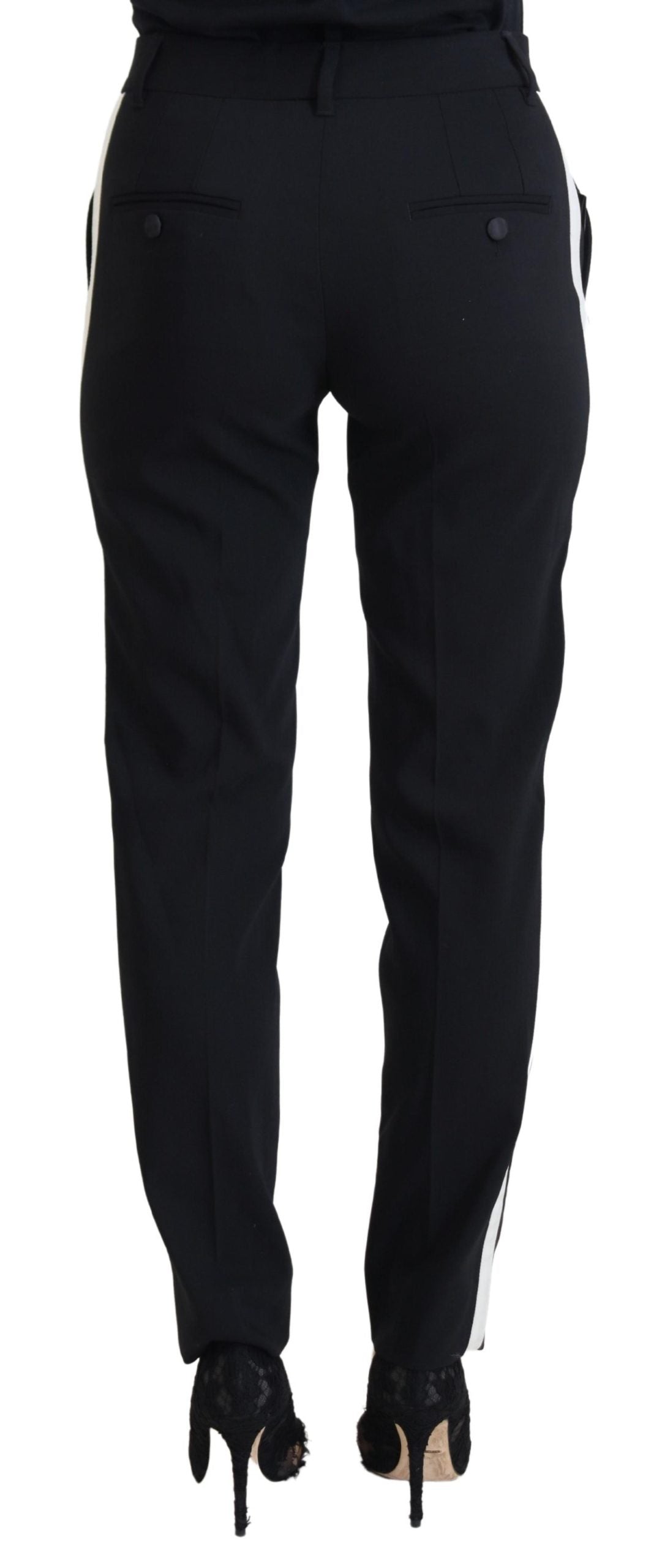 Pantalones negros de cintura alta para mujer