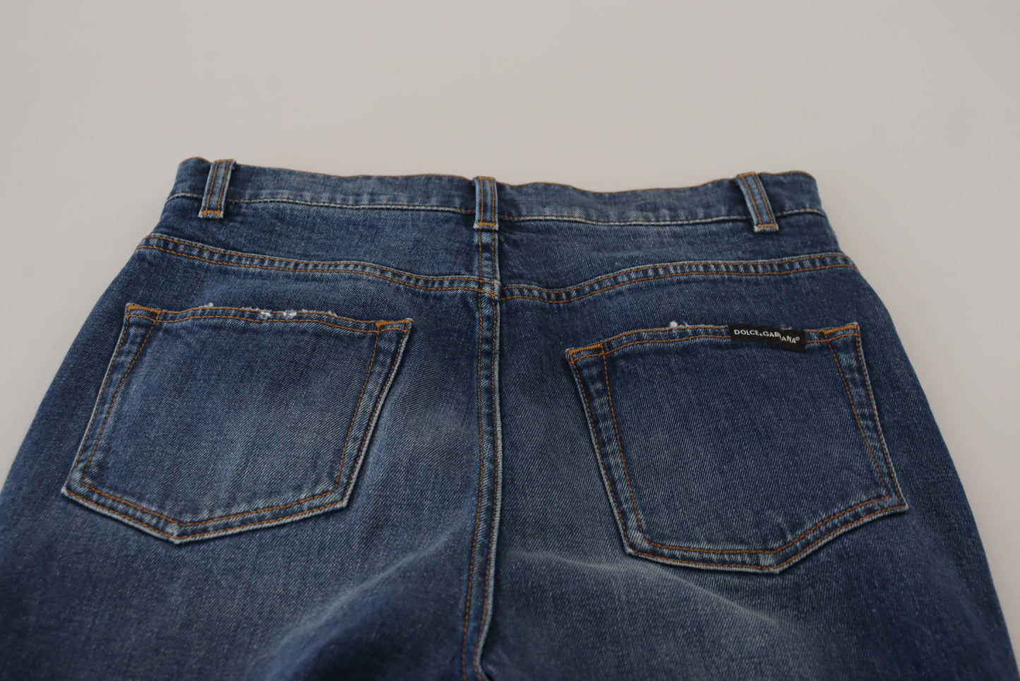 Vaqueros ajustados de cintura alta de algodón azul