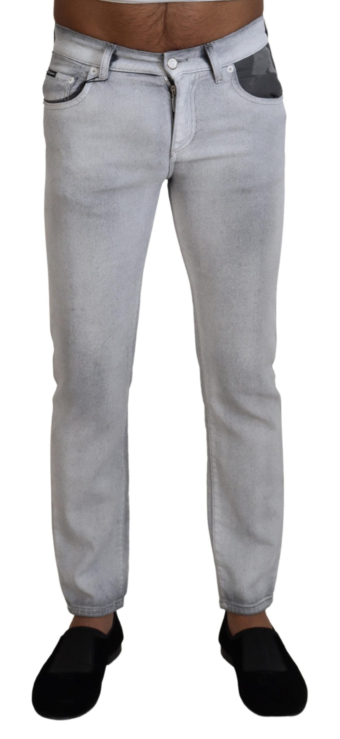 Jean skinny gris délavé pour homme