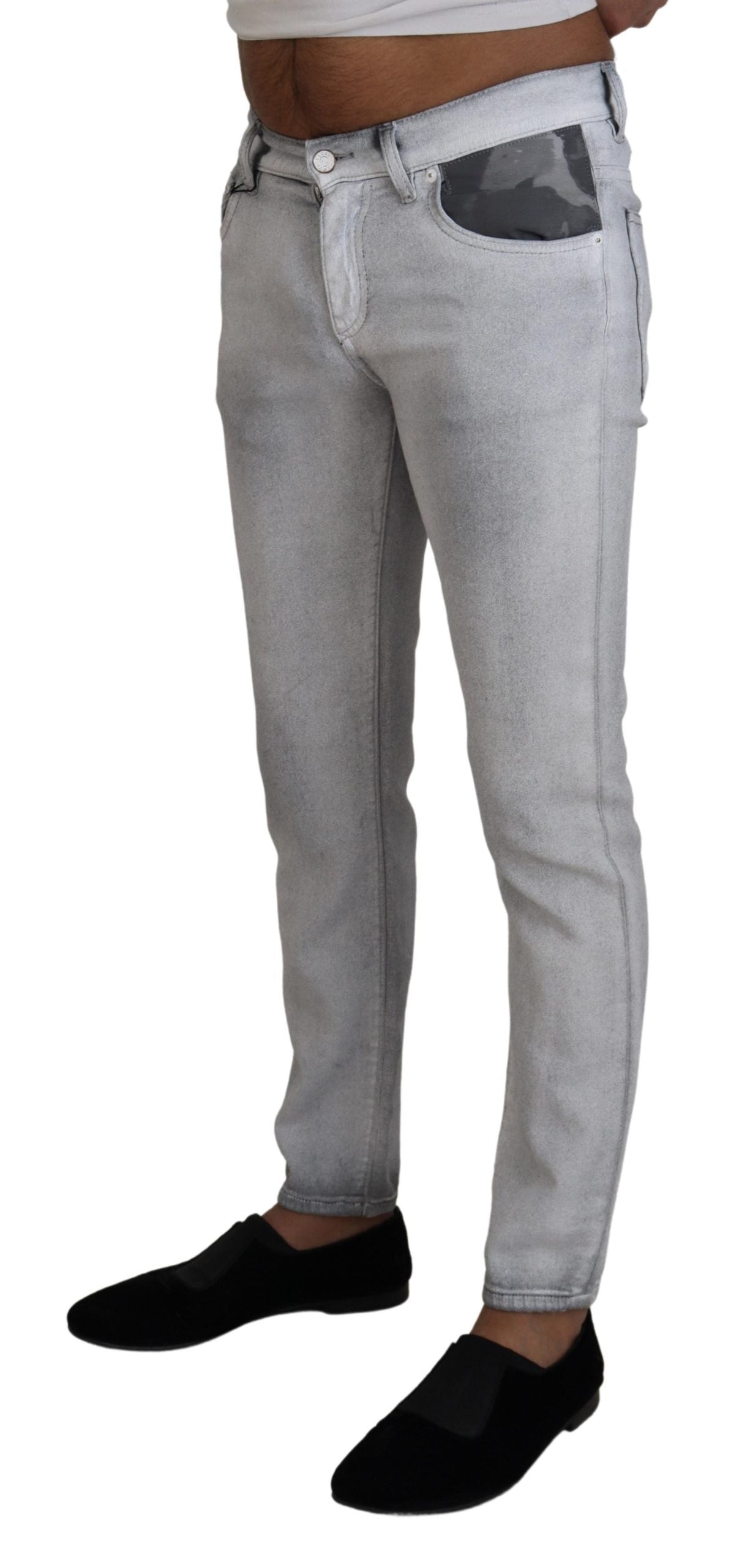 Jean skinny gris délavé pour homme