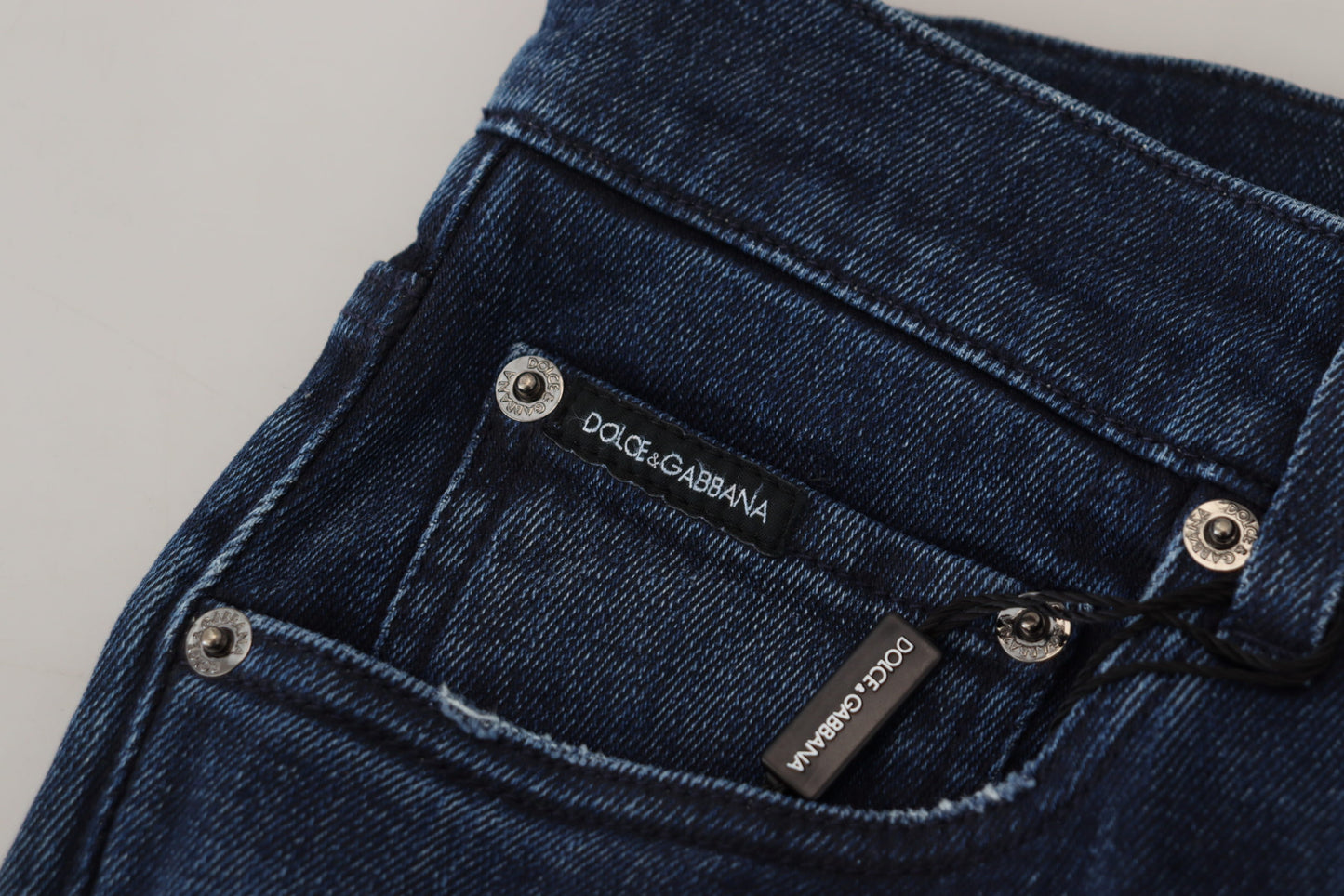 Jean skinny en coton bleu déchiré