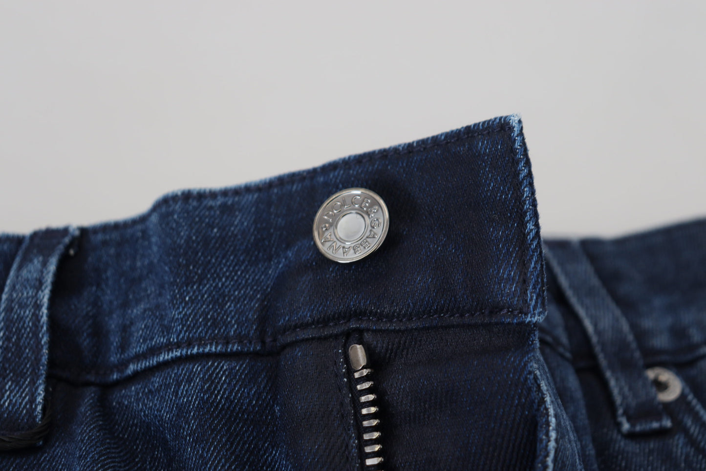 Jean skinny en coton bleu déchiré