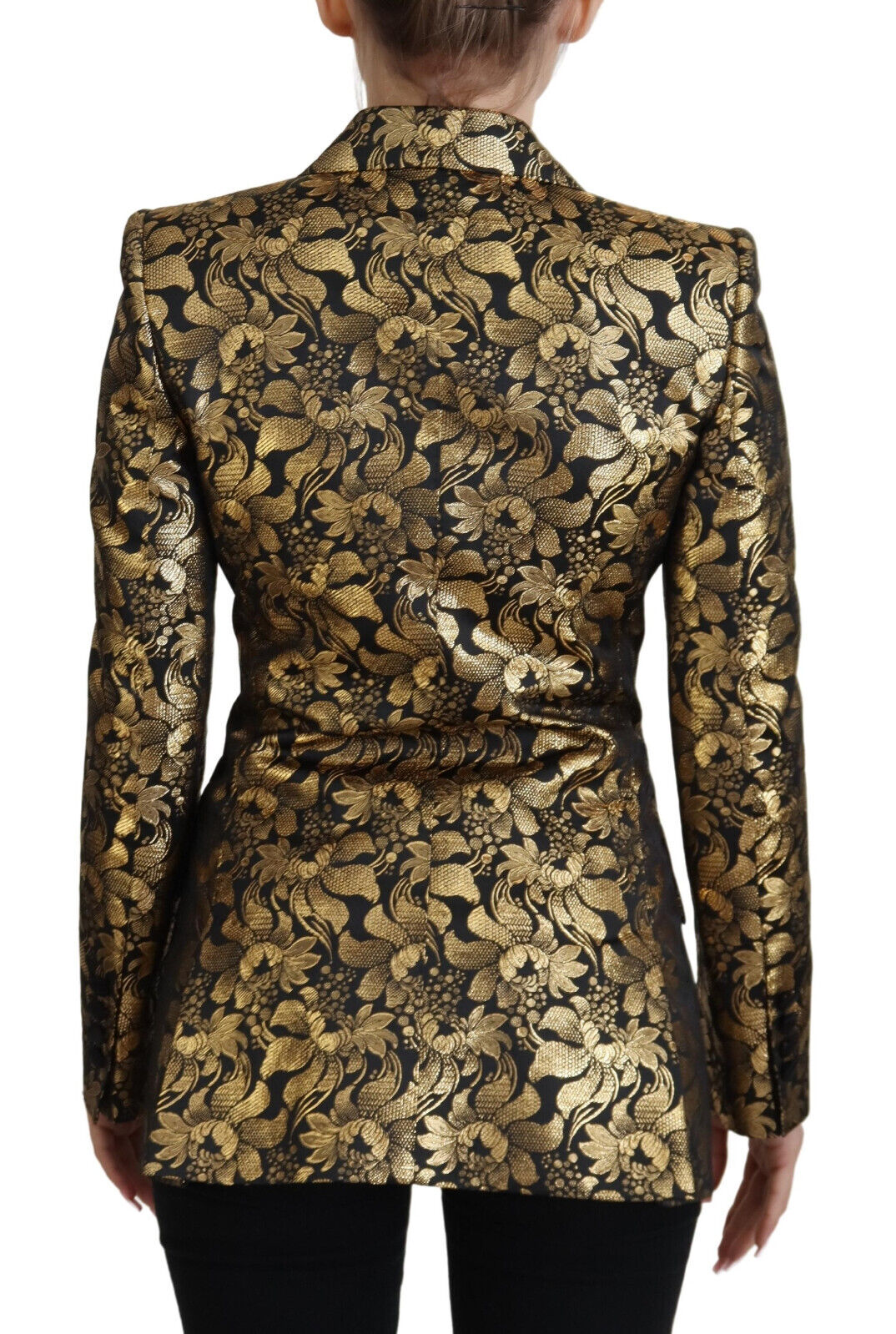 Chaqueta blazer de jacquard en dorado y negro