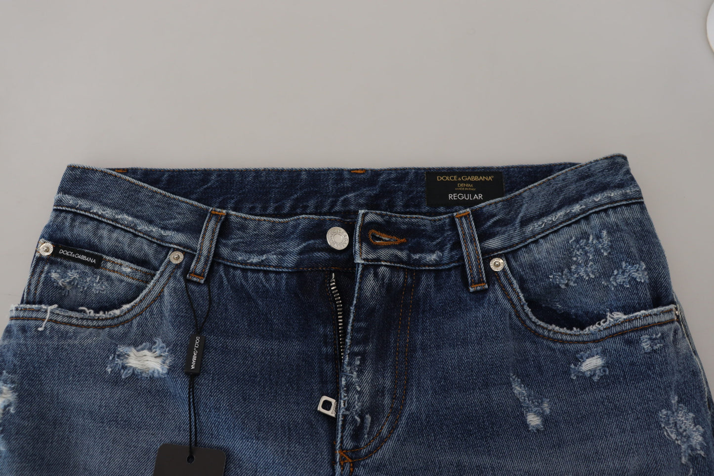 Jean en denim bleu déchiré en coton pour homme