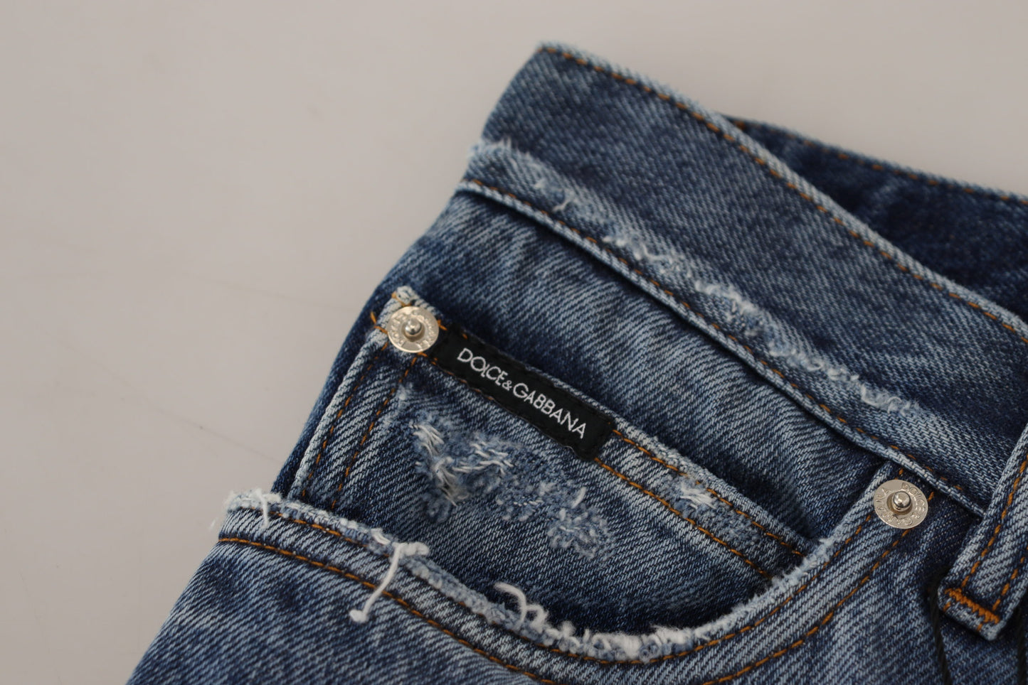 Jean en denim bleu déchiré en coton pour homme