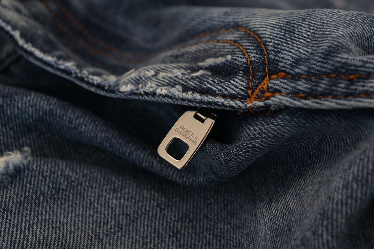 Jean en denim bleu déchiré en coton pour homme