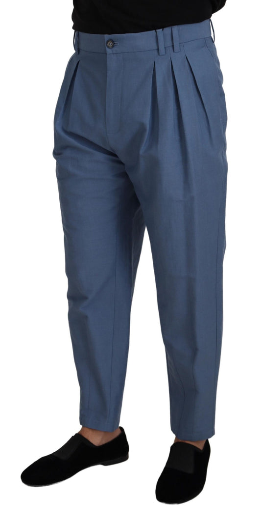 Pantalones formales chinos de lino azul