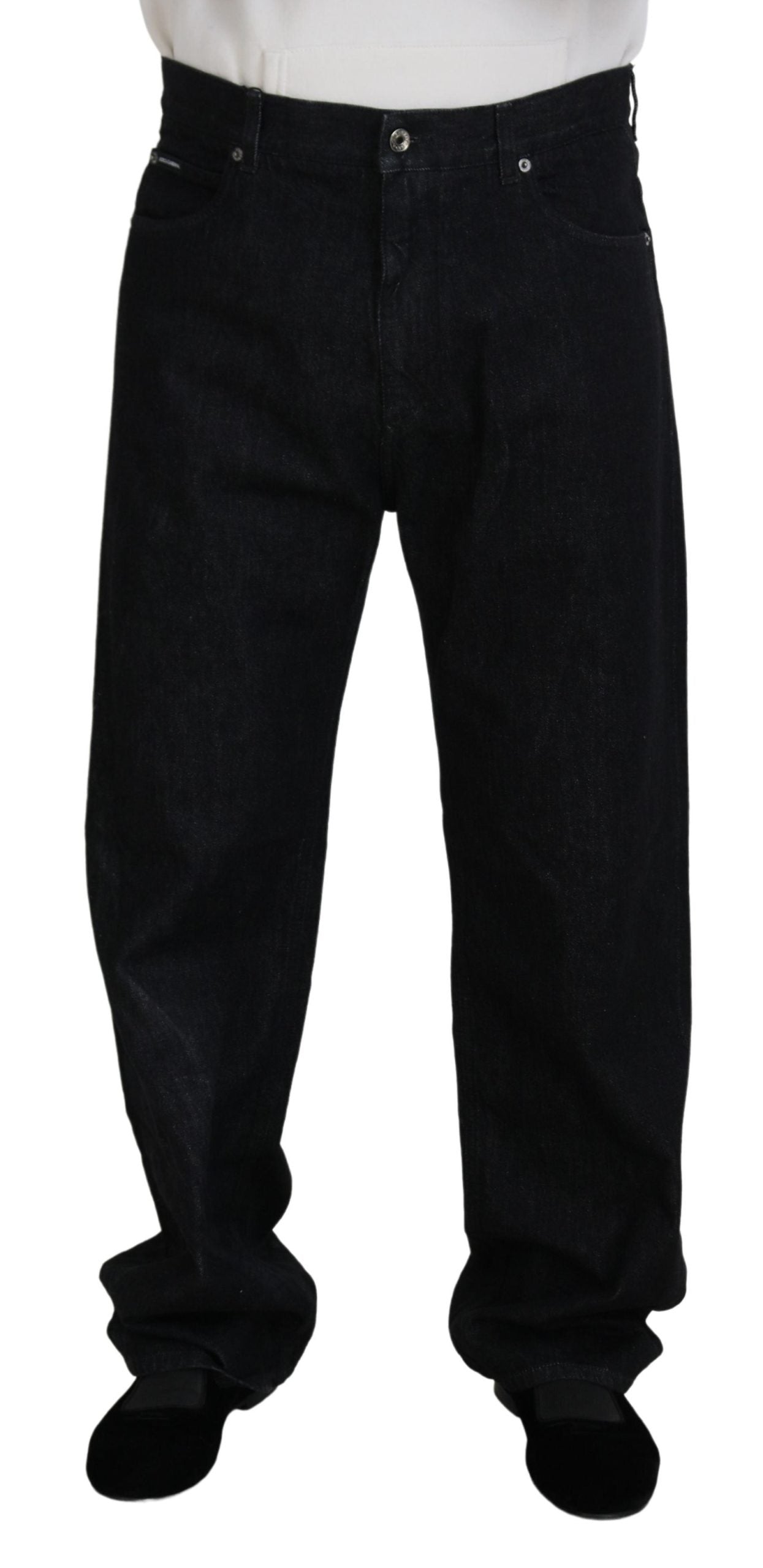 Vaqueros casuales de algodón lavado negro para hombre