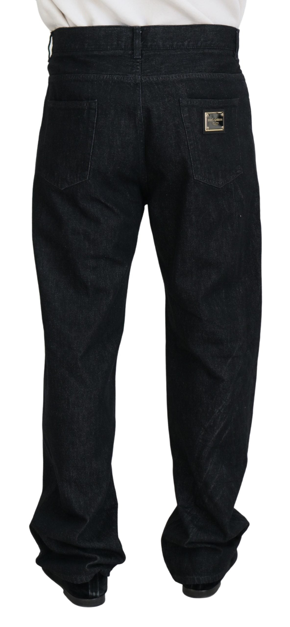 Vaqueros casuales de algodón lavado negro para hombre