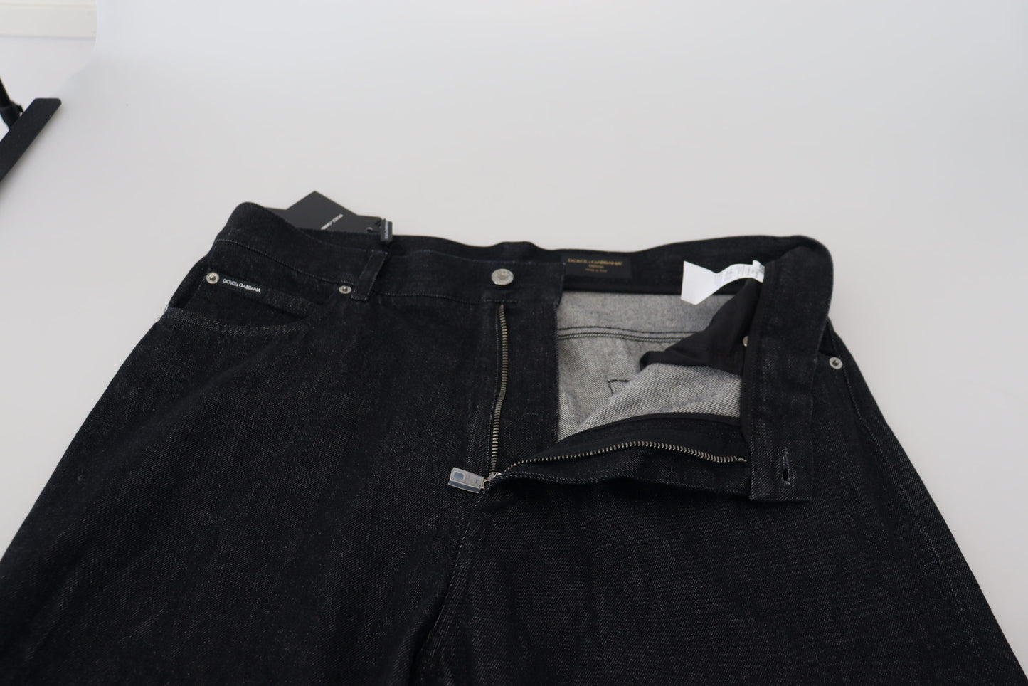 Vaqueros casuales de algodón lavado negro para hombre