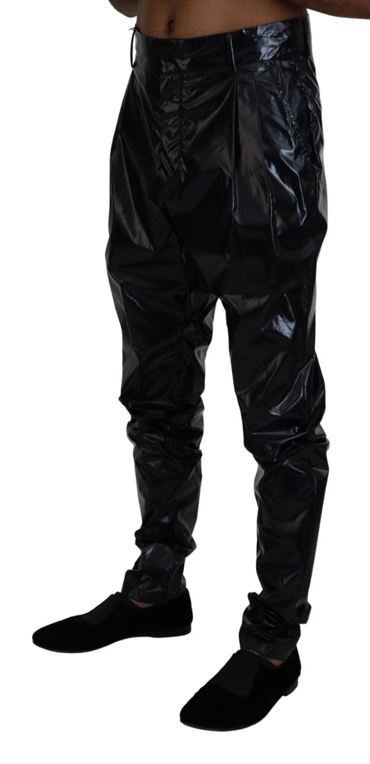 Pantalon skinny en nylon noir brillant pour homme
