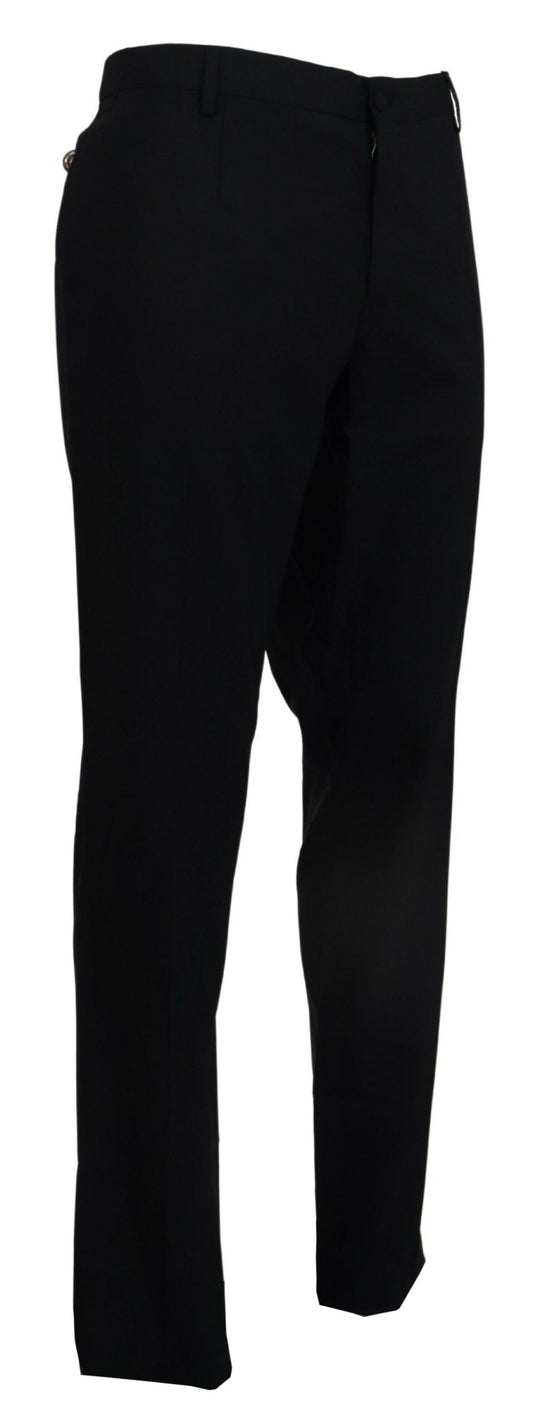 Pantalón formal ajustado de lana elástica negra