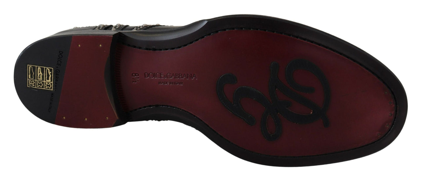 Zapatos Derby de vestir de cuero negro con tachuelas