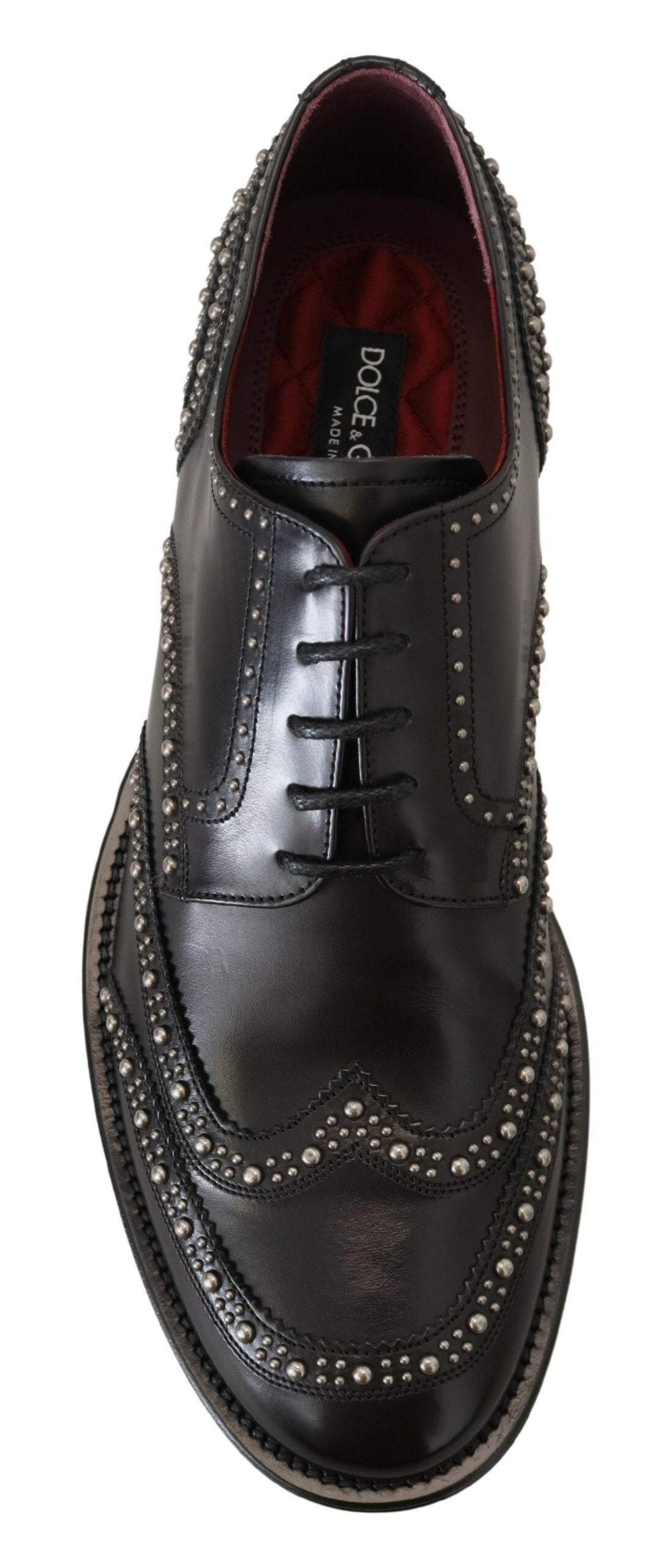 Zapatos Derby de vestir de cuero negro con tachuelas