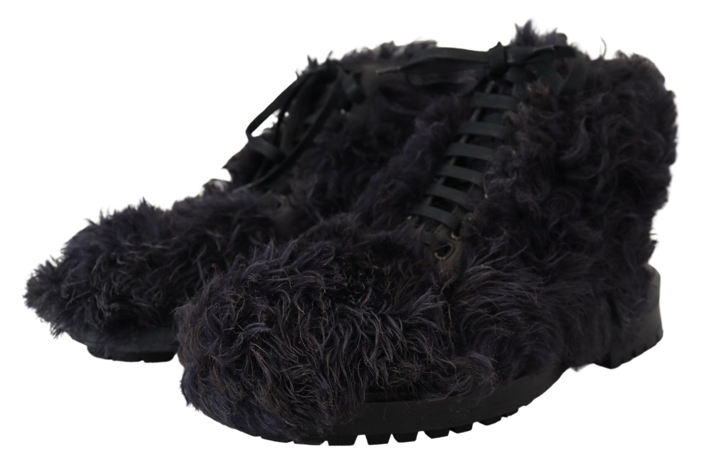 Botas de combate de piel de oveja negra