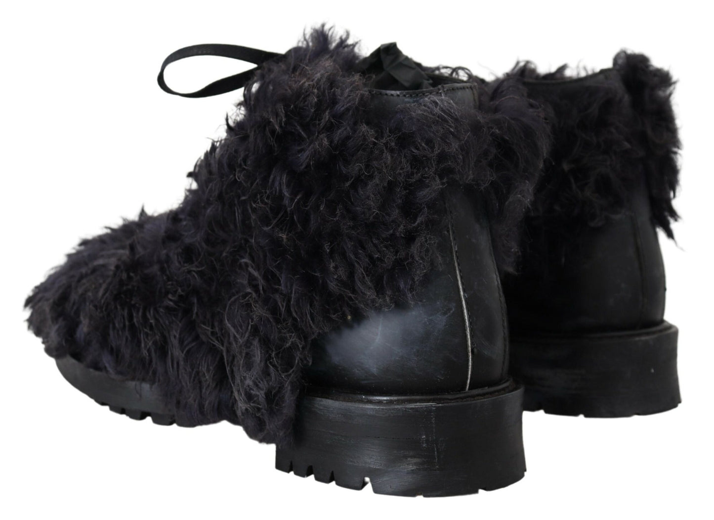 Botas de combate de piel de oveja negra